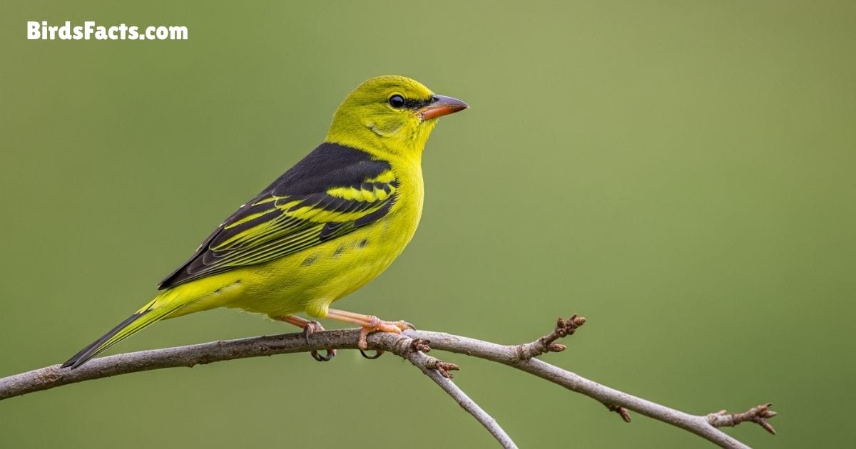 Scotts Oriole Bird Perched On Branch Showing Bright Yellow Body Black Head And Black Wings