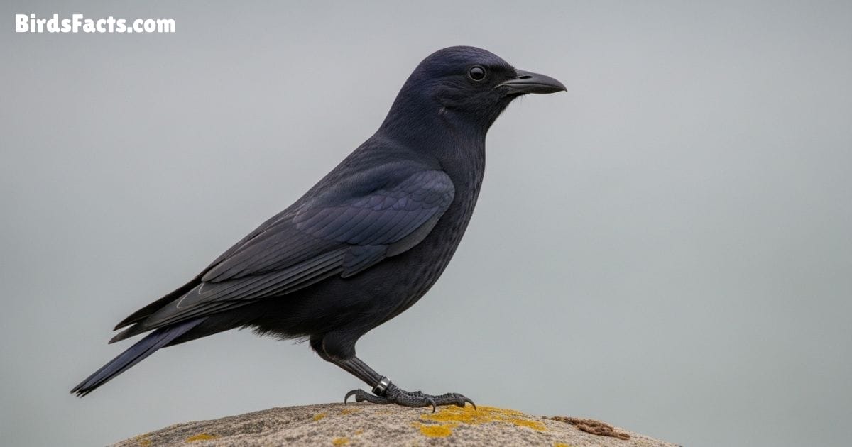American Crow Sitting On Branch Showing Glossy Black Plumage Sharp Black Beak And Watchful Eyes