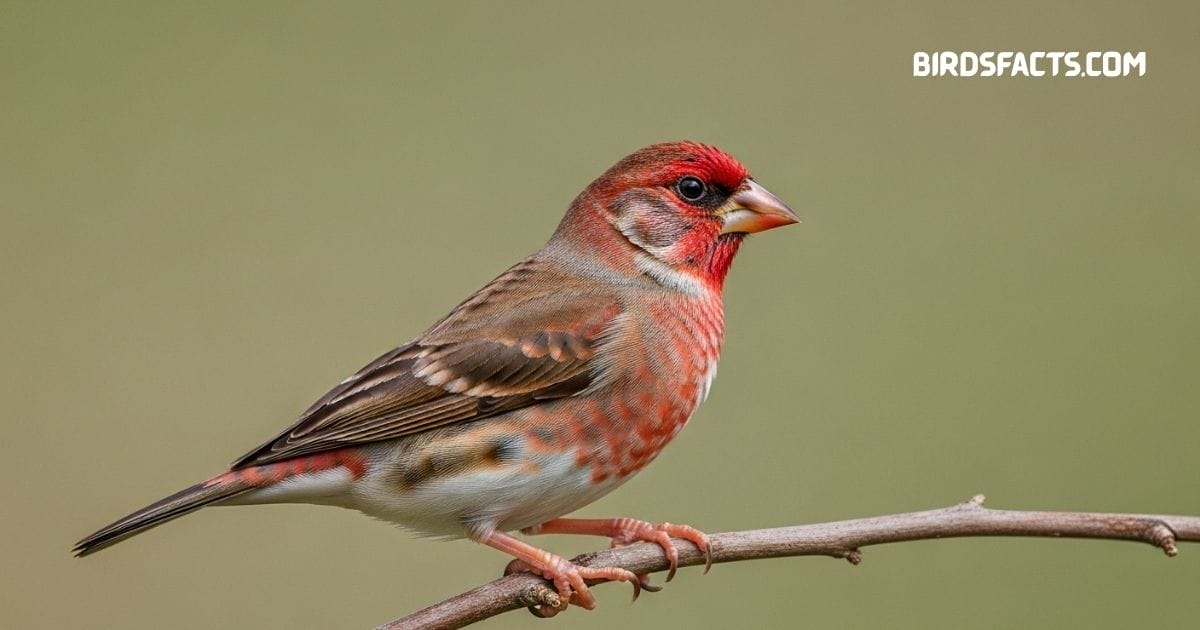 Cassin’s Finch Bird (Haemorhous Cassinii), A Small Songbird With A Red Crown And Breast, Native To Coniferous Forests Of Western North America.