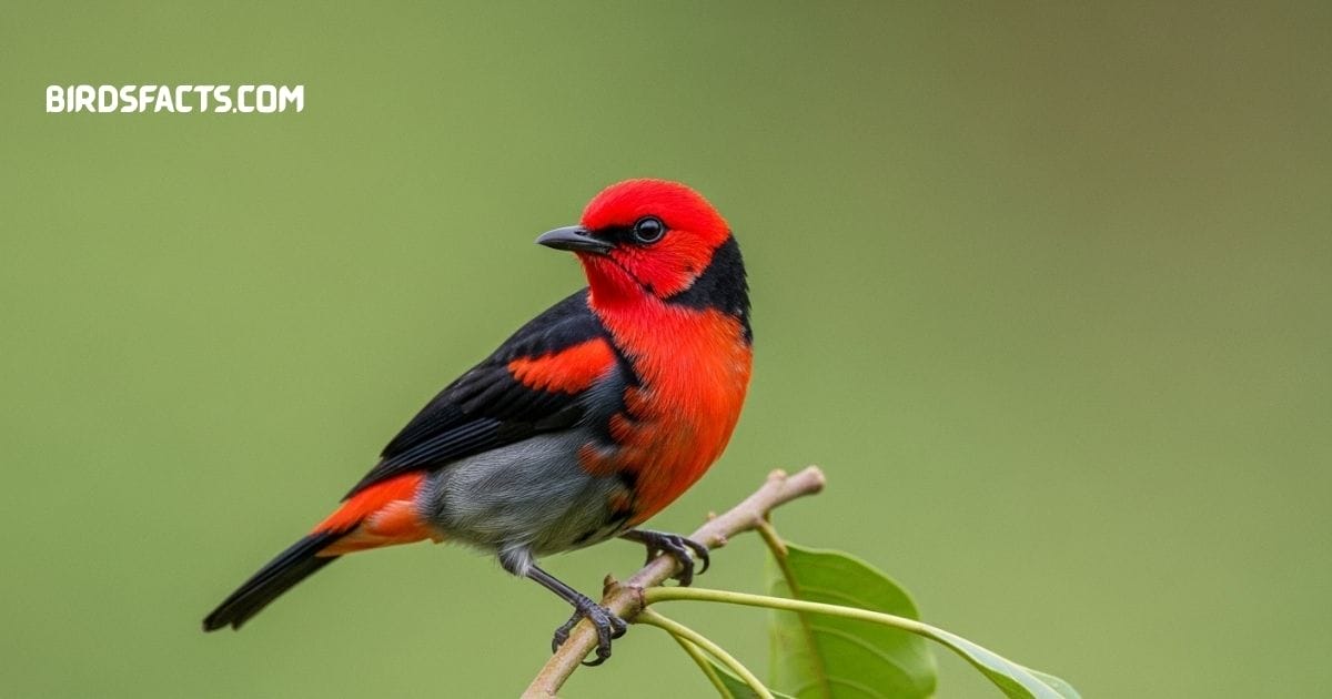 Crimson-collared Tanager Bird (Ramphocelus Sanguinolentus), A Striking Red And Black Songbird Native To Central America, Often Seen In Lowland Forests And Gardens.