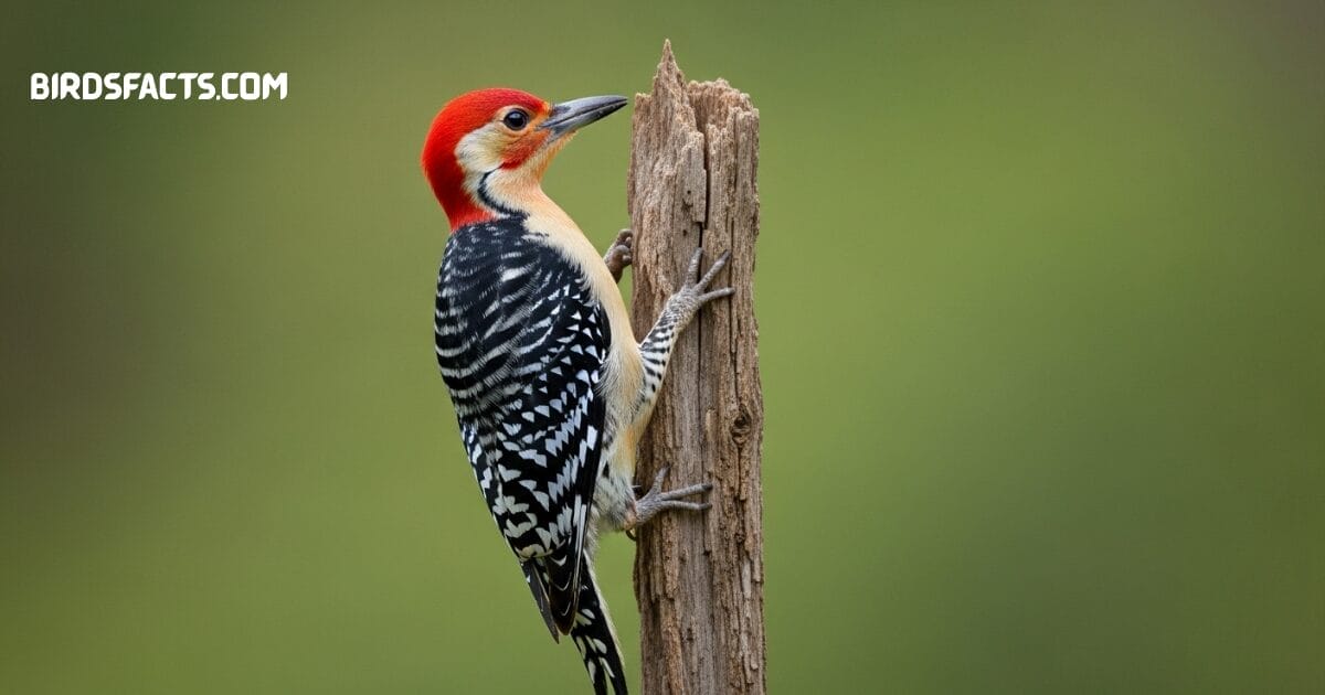 Red-bellied Woodpecker Bird (Melanerpes Carolinus) A Medium-sized Woodpecker With A Red Crown Barred Black-and-white Back And Pale Underparts Common In Eastern North America.