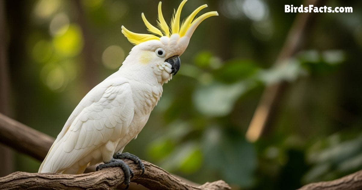 Cockatoos Perched On A Tree Branch Showing White Feathers Impressive Crest And Strong Curved Beak With A Bright And Curious Expression In A Natural Setting