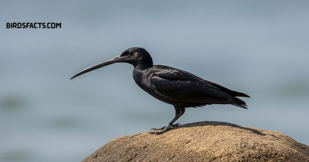 Black Skimmer With Black Upper Body, White Underside, And Long Orange Beak Flying Low Over Water
