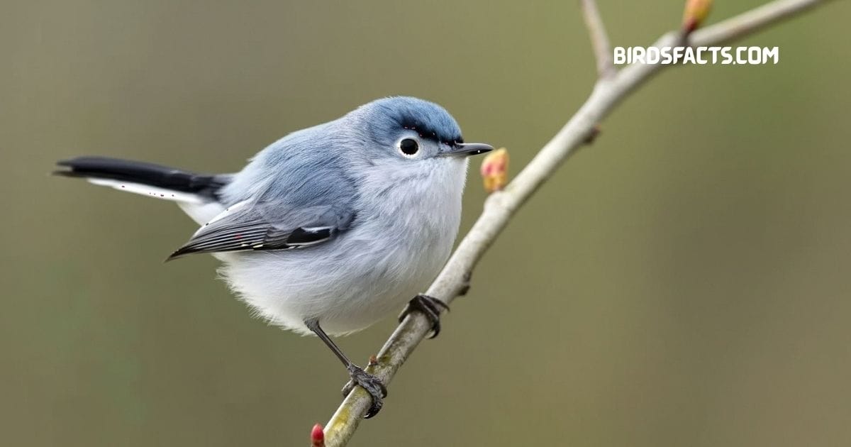 Blue-gray Gnatcatcher with slender body and long tail perched on a branch Blue-gray Gnatcatcher with slender body and long tail perched on a branch