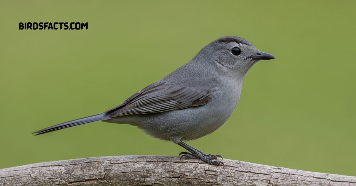 Gray Catbird with slate-gray plumage and black cap perched on a branch