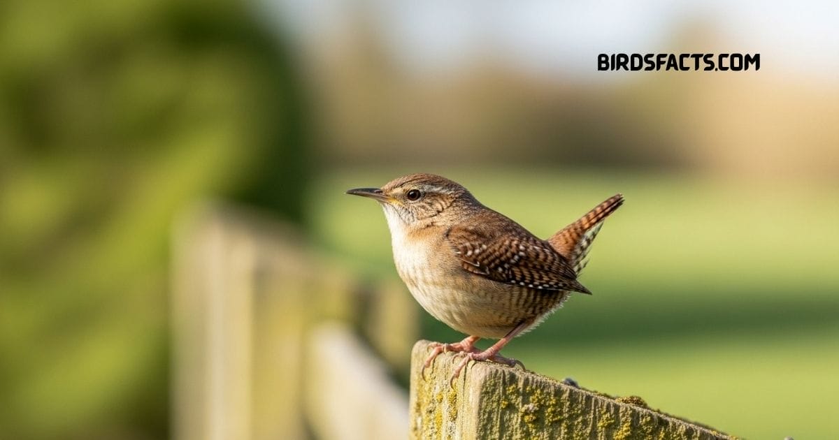 House Wren with brown plumage and short tail perched on a branch