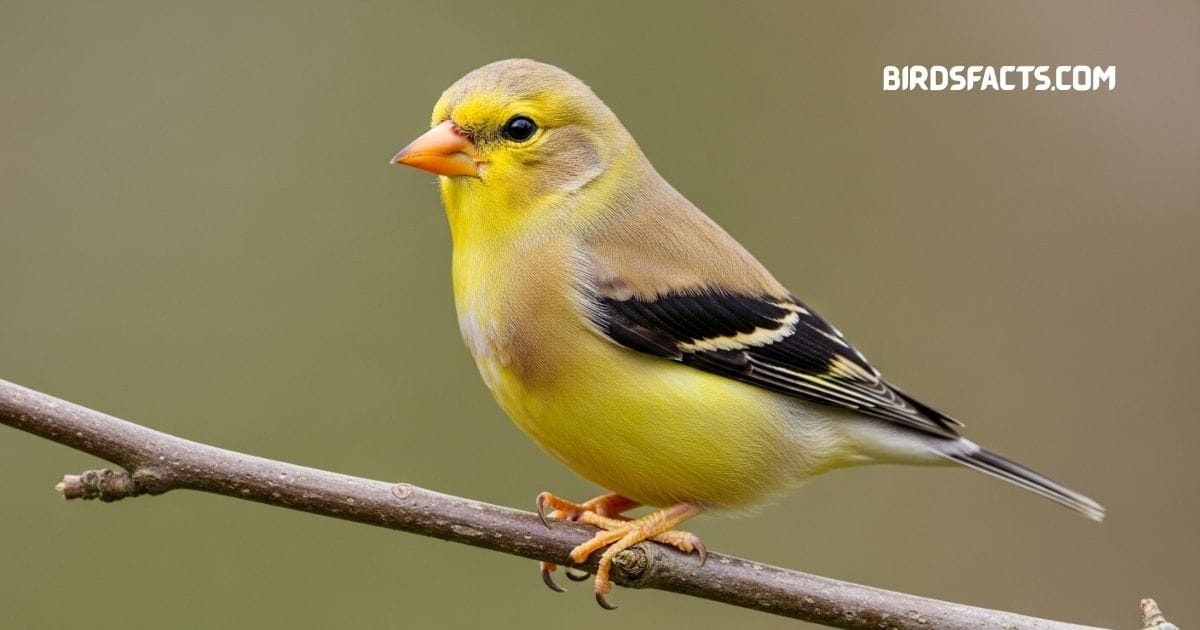 American goldfinch perched on sunflower showing bright yellow plumage and black wings