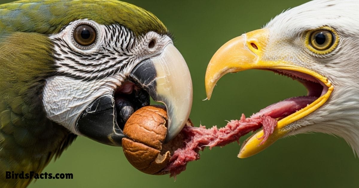 Close-up Of A Parrot Using Its Beak To Crack A Nut Showing How Birds Eat Without Teeth.