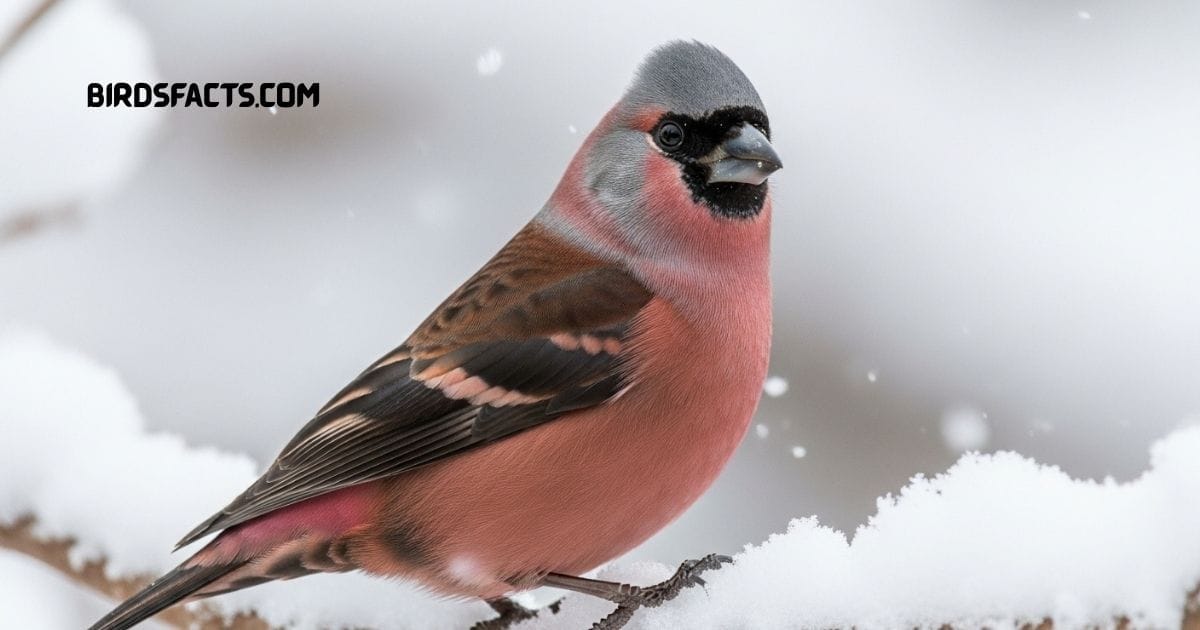 Gray-crowned Rosy-Finch with brown body and gray crown perched on a rock