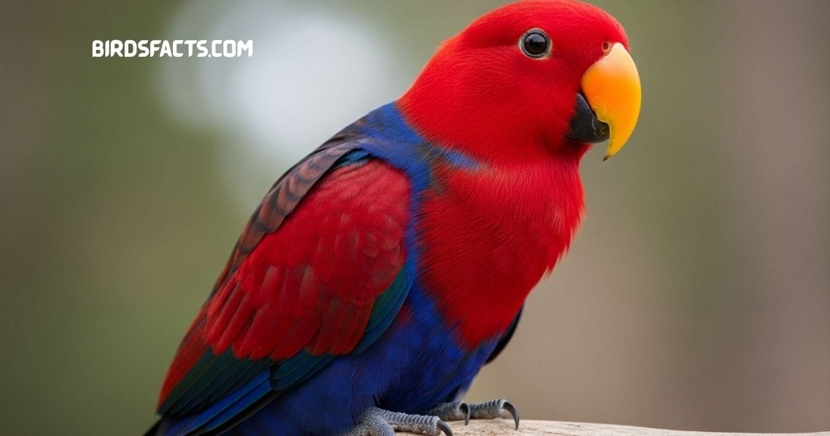 Eclectus Parrot with bright green plumage perched on a branch