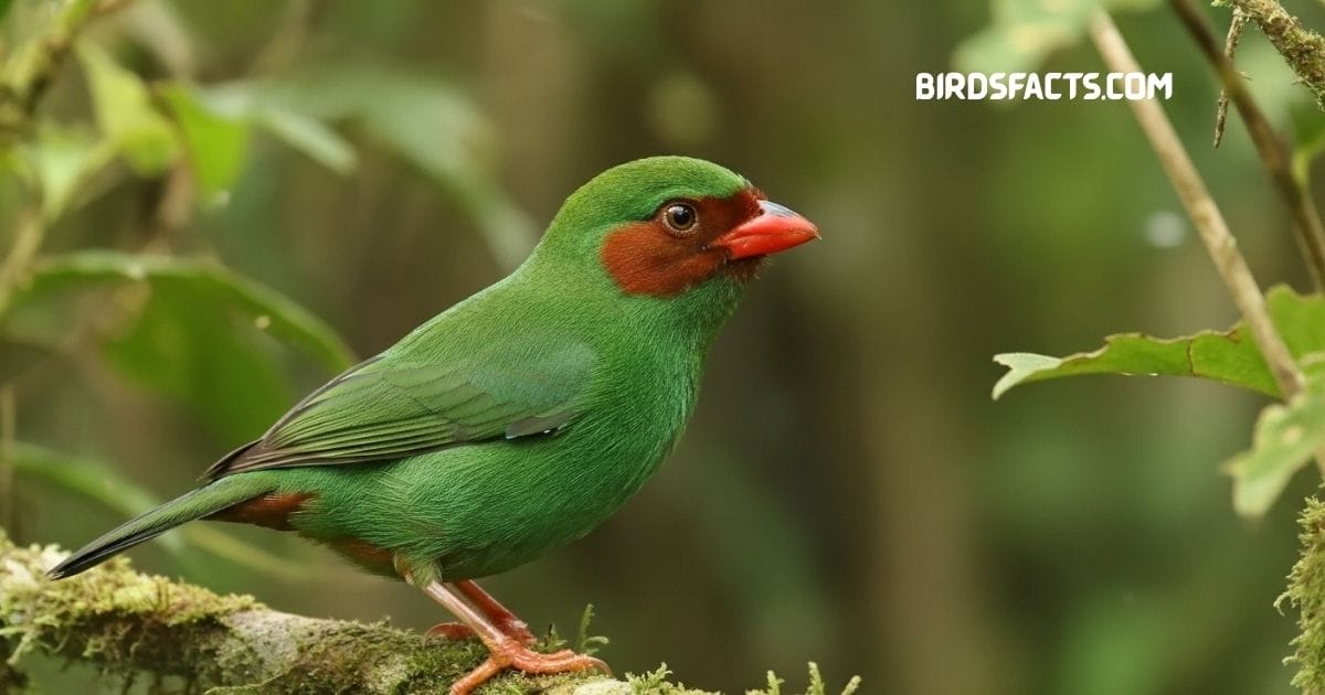 Grass-green Tanager with bright green plumage perched on a branch