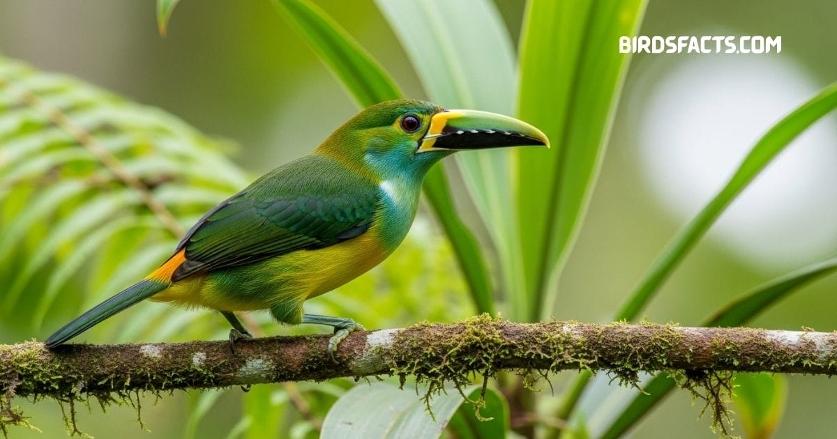 “Northern Emerald-Toucanet colorful green toucan bird”