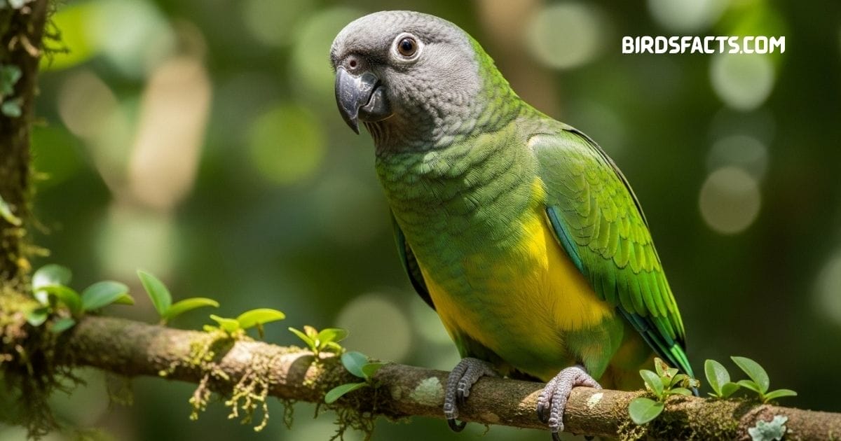 Poicephalus Parrot perched on a branch