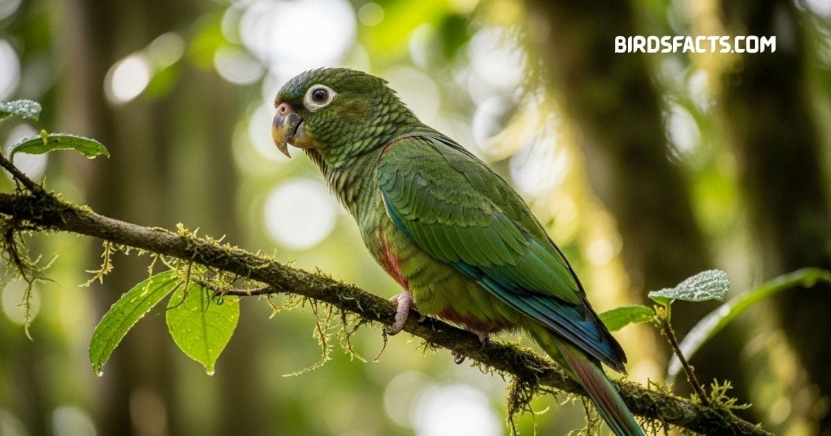 White-Eyed Parakeet perched on a tree branch
