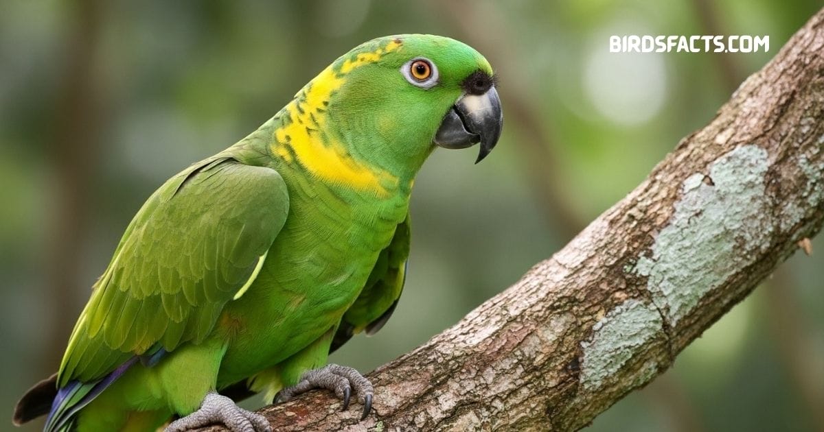 Yellow-Naped Amazon Parrot perched on a branch